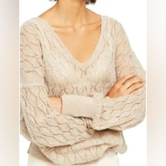 Free People Taupe Say Hello Oversize Women’s Sweater S - Picture 3 of 9